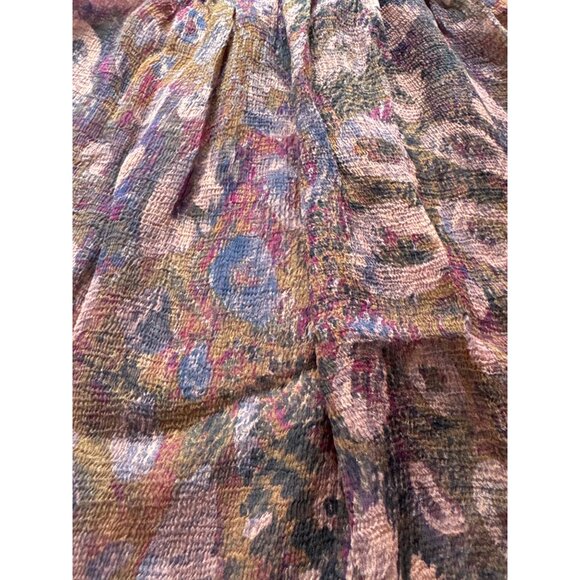 Sheer Boho-Style Leopard Print Blouse With 3/4 Sleeves & Button Front Made In In - Picture 3 of 7